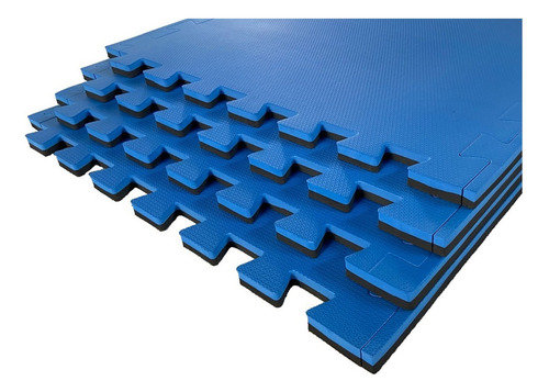 Tatame Encaixar Eva Borracha Multiuso 1x1 30mm Cor Azul-Preto