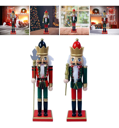 2x Estatuilla De Cascanueces De Madera Accesorios De