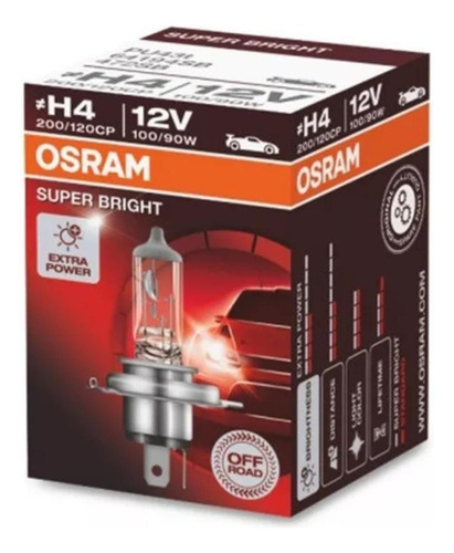 Lampara Osram H4 - Super Bright Premium 12v 100/90w Pt43 X10