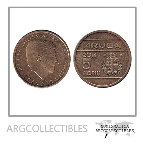 Aruba Moneda 5 Florines 2014 Cuproniquel Willem A. Unc