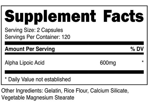 Imagen 2 de 2 de Acido Alfa Lipoico 240 Cápsulas Alpha Lipoic 600mg Eg A6 Sabor Sin Sabor