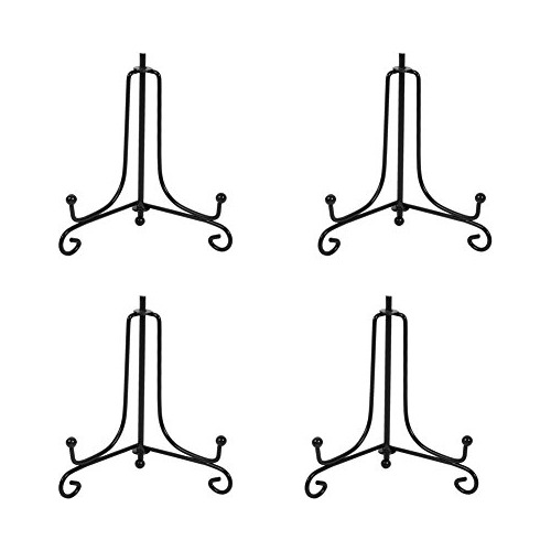 (4 Pack) Iron Display Stand, Black Iron Easel Plate Display