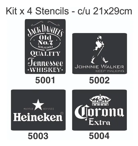 comprar Stencil Bebida Gaseosa Cerveza Vintage Cocina 21x29 Combox4 