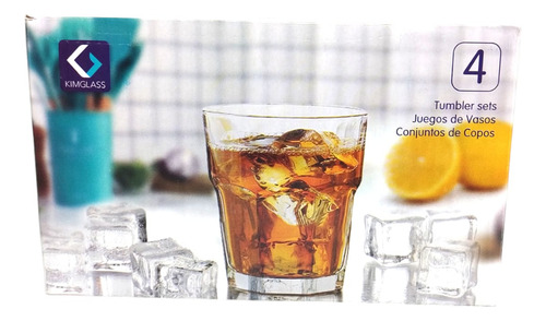 Set Vasos De Vidrio 335ml X4 Unidades Color Cartagena