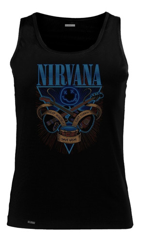 Camiseta Esqueleto Nirvana Banda Rock Metal Sbo