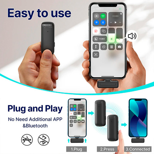 Microfone Sem Fio Ulanzi J-12 Lightning Lapela Ios Preto