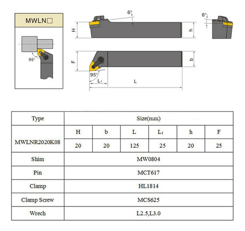Suporte De Torno Keyholder + Mwlnr2020k08 Para Inserções