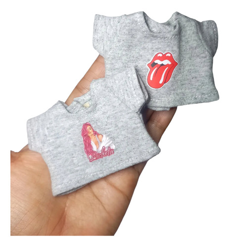Ropa Para Muñecas Barbie, 2remeras Cortas Con Estampado Dtf