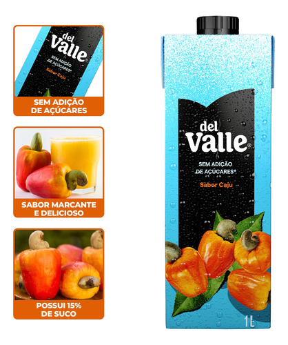 Suco Del Valle Caju Sem Açúcar Adicionado 1l Caixa 6 Un