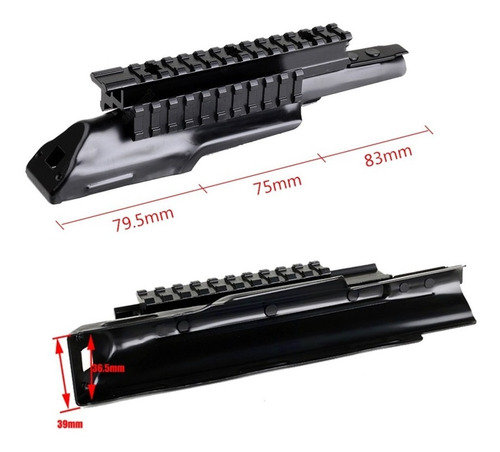 Imagen 7 de 9 de Tapa Superior Ak-47 Cuerno De Chivo Con Picatinny Weaver