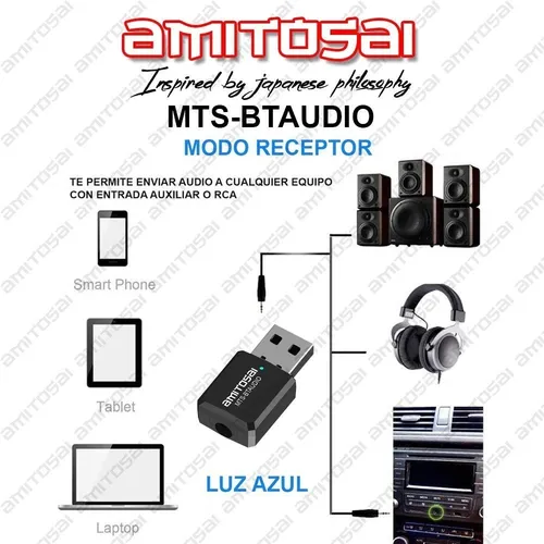 Receptor Transmisor Bluetooth 5.0 El Mejor 2 En 1 Amitosai
