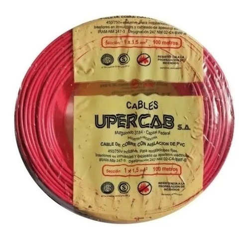 Imagen 1 de 1 de Cable Unipolar 1,5mm Upercab Normalizado Iram X 100 Metros