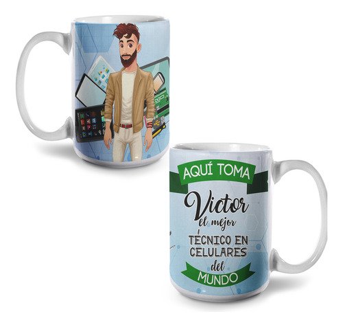 Taza El Mejor Técnico De Celular Personalizada 15oz Mod613
