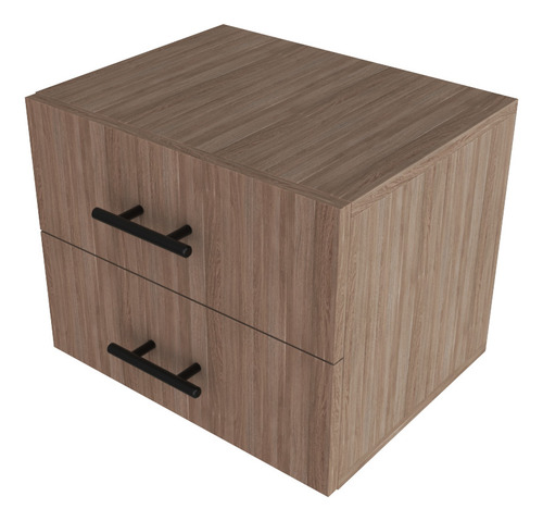 Mesa De Noche Flotante Buro 2 Cajones Con Jaladeras Acabado Mate Color Escandinavo / Carrara