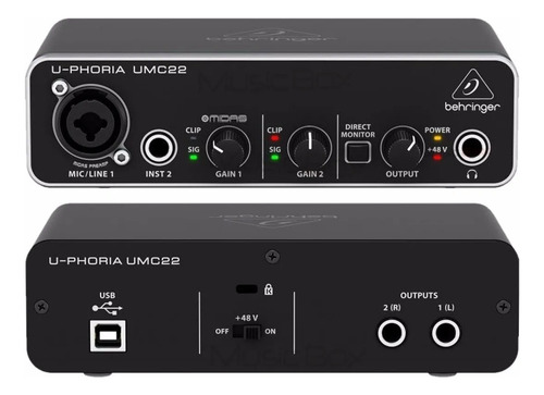 Interface De Áudio Behringer U-phoria Umc22 Midas Usb