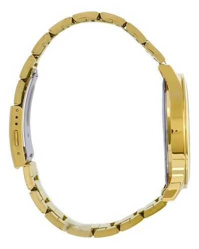 Relógio Masculino Lince Dourado Fundo Azul Com Calendário