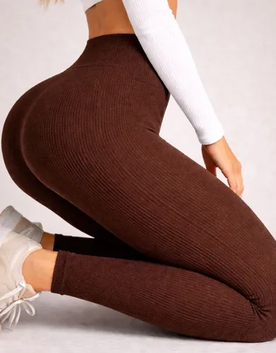 Calça Legging Premium Canelada Peluciada Térmica Sem Costura Marrom Único