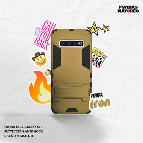 Funda Iron Para Samsung Galaxy S10 Case Carcasa Antishock Dorado