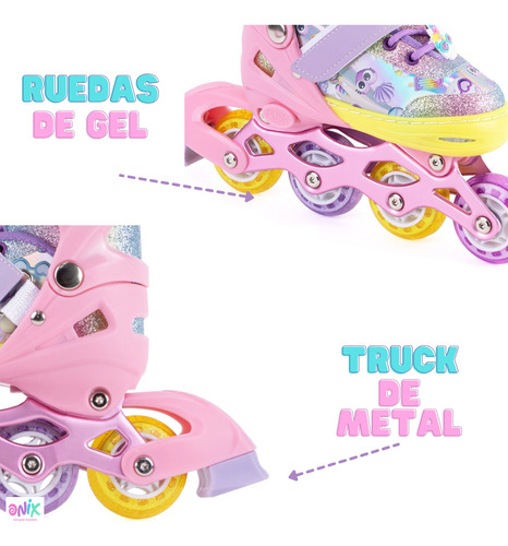 Patines De Línea 4 Ruedas Onix Unicornio Multicolor De Niña