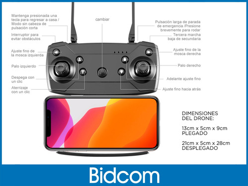 Imagen 7 de 10 de Drone Gadnic Con Vuelo Smart Con Control + 2 Baterías