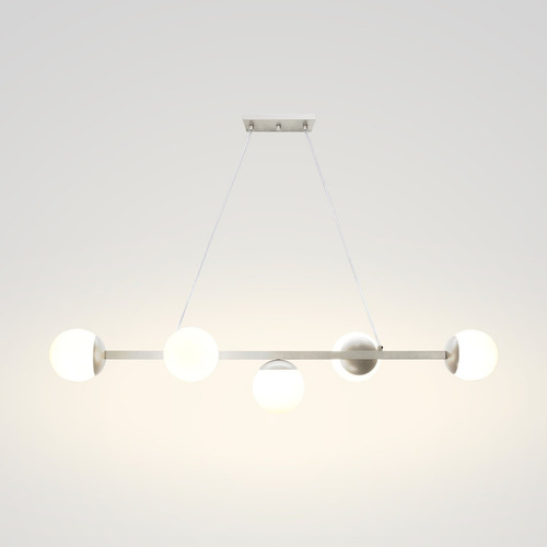 Pendente Luminalux 100cm Retangular 5 Globos Linear Plx5009 Estrutura Branco