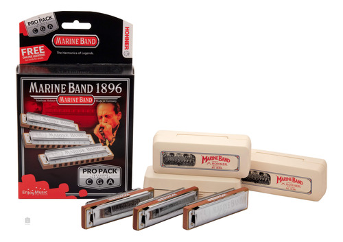 Hohner Set De 3 Armónicas Marine Band 1896 Pro Pack