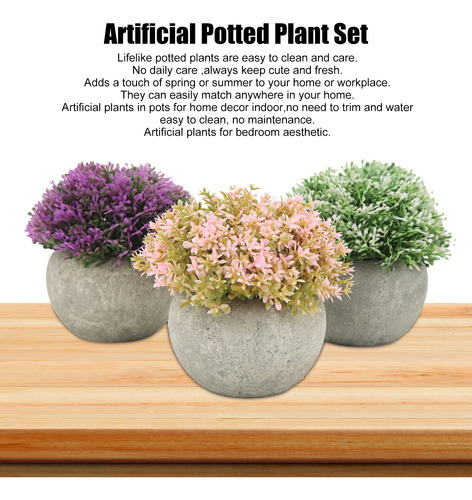 3 Plantas Artificiales Falsas Mini Plantas En Maceta