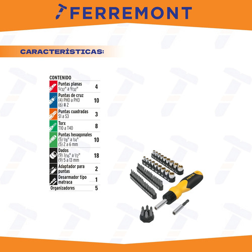Desarmador Tipo Matraca 35 Puntas Y 18 Dados Pretul 22976