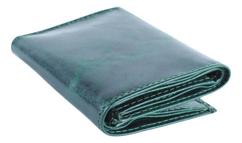 Cartera Hombre Billeter Caballero Piel Triple Empaque Color Verde