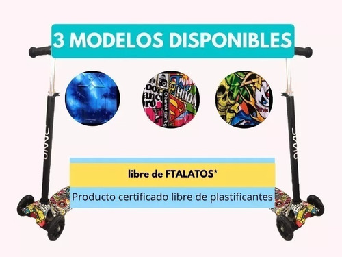 Monopatín Unnic 4 Ruedas Con Luces Led Reforzado Niños Freno