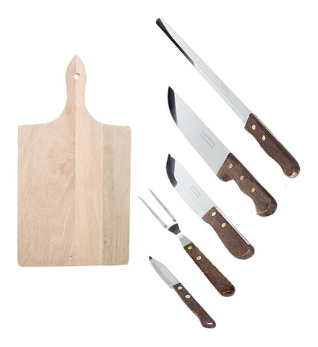 Set De 4 Cuchillos Tenedor Y Tabla Para Cortar Tramontina