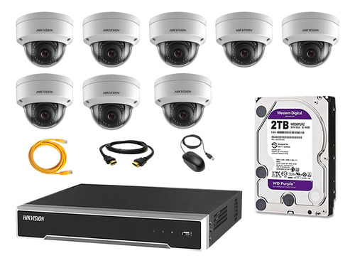 Camara Seguridad Ip Poe Interior Kit 8 Hikvision Disco 2tb