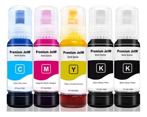 5x Tinta T664 L220 L355 L365 L375 L475 L495 L396 Para Epson Tinta Preta Ciano Magenta Yellow