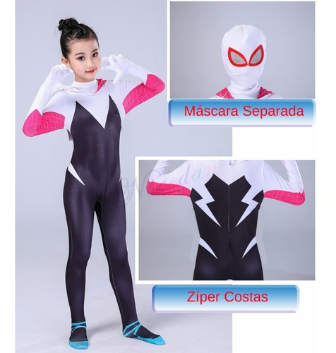 Fantasia Infantil Menina Mulher Aranha Stacy Spider Gwen