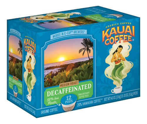 Kauai Coffee Tostado Medio Descafeinado, Compatible Con Caf.