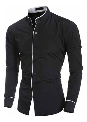 Camisa De Manga Larga Ajustada La Moda Informal Para Hombre