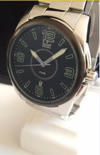 Relógio Masculino Grande Dumont Mostrador Preto Número Verde