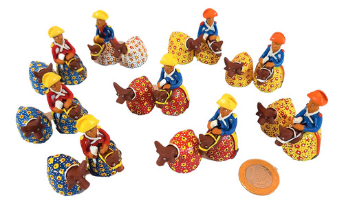 Escultura Estátua Cerâmica Caruaru Boi Bumbá E Cavalo Mini