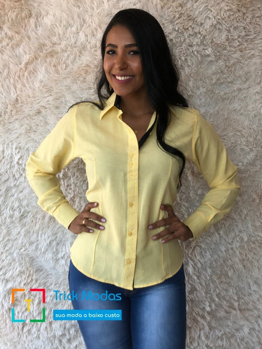 Imagem 4 de 4 de Camisete / Camisa Social Feminina Manga Longa P Ao Gg Barato