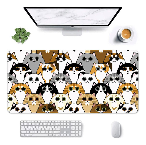 Mouse Pad Largo Gamer Arte Cute Kawaii Gatitos 30x70cm