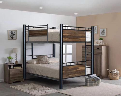 Litera Cama Matrimonial Luccia Base Colchon Con Escalera