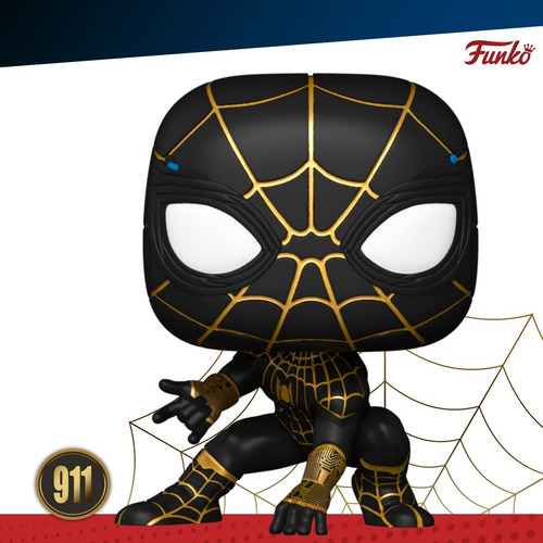 Imagen 3 de 7 de Funko Pop Spider Man Negro Dorado #911 No Way Home Original