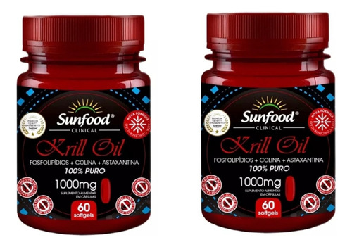 Oil Krill Sunfood 1000mg Pack X2 (120 Caps Total) Envío Grat