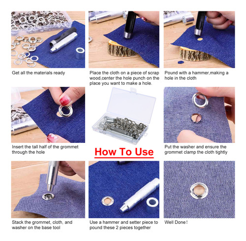 Kit De Ojales, 10 Mm, 3/8, Con Herramientas Para Piel Y Tela