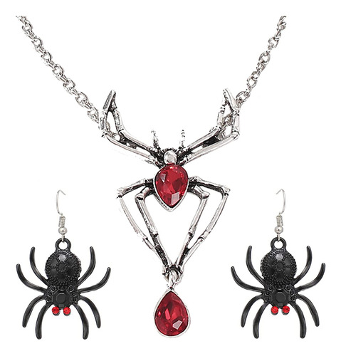 Juego De Aretes De Collar De Araña Para Mujer, Collar Con Co