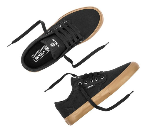Zapatillas Vicus Folk Lona Negro Suela Caramelo