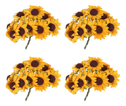 100pcs Chic Mini Papel Artificial Girasol Decoración Boda Cr