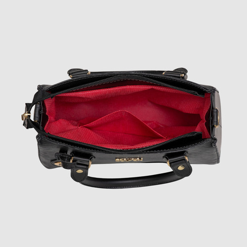 Kit Bolsa Feminina Media E Pequena Transversal Com Carteira Acambamento dos ferragens Ouro Cor Preto Desenho do tecido Lisa