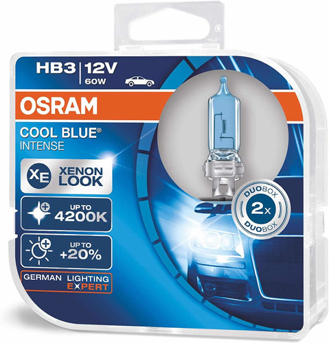 2x Foco Halógeno Hb3 Osram Cool Blue Intense 4k 12v 9005 60w