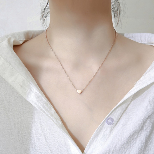 Imagen 2 de 7 de Collar Mujer Corazón Mini Minimalista Acero Dorado Rosa Moda